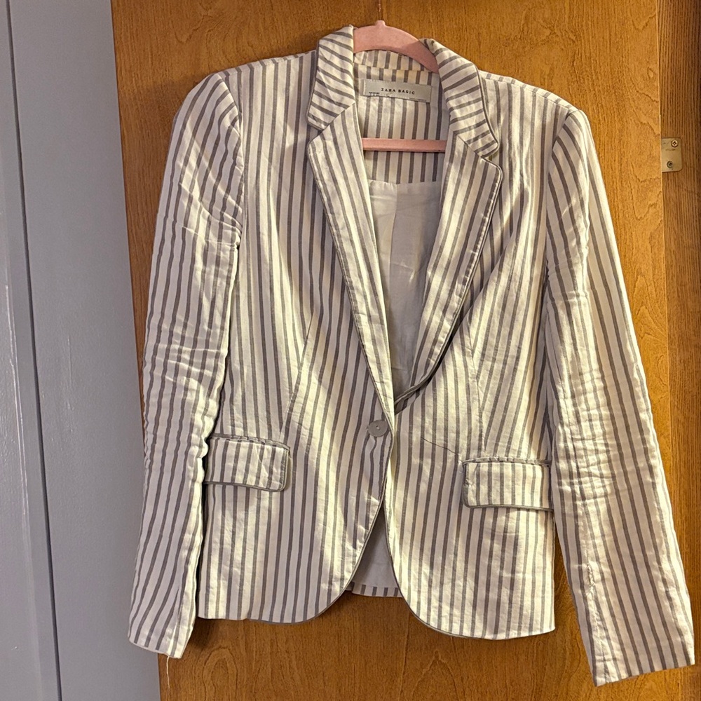 Zara Gray Striped Blazer